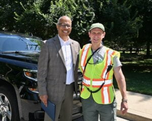 AAACERT President Bruce Morgenstern posing with Lt. Governor Boyd Rutherford.