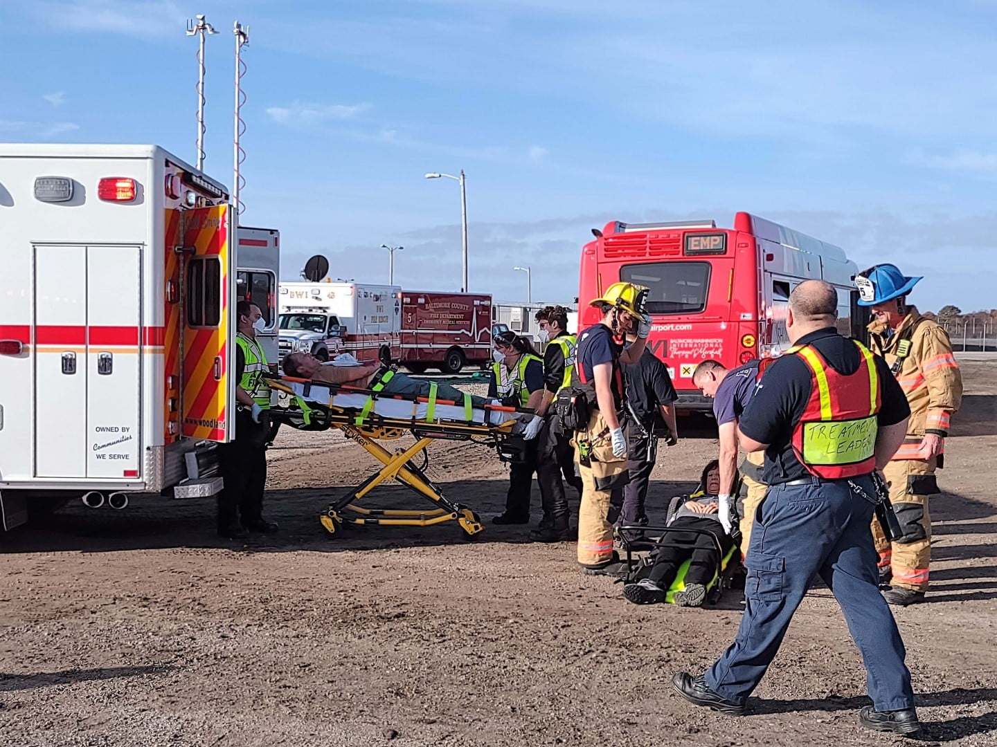Bruce Morgenstern is loaded into the back of an ambulance during EPLEX 2022.