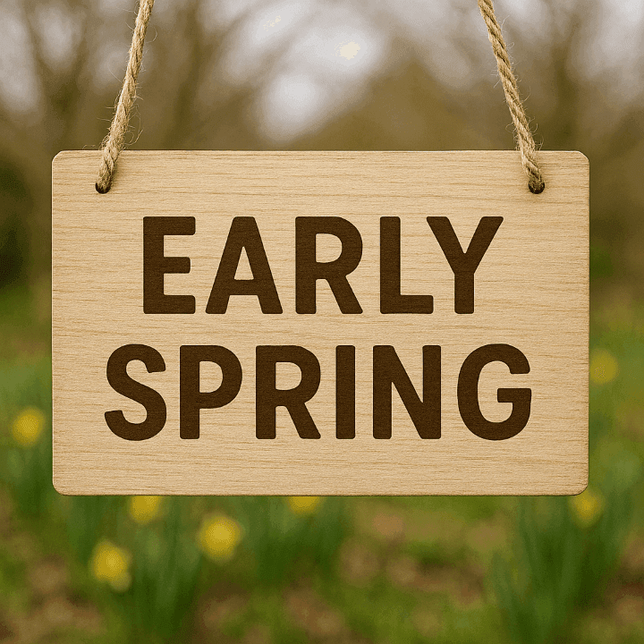 sign saying early spring